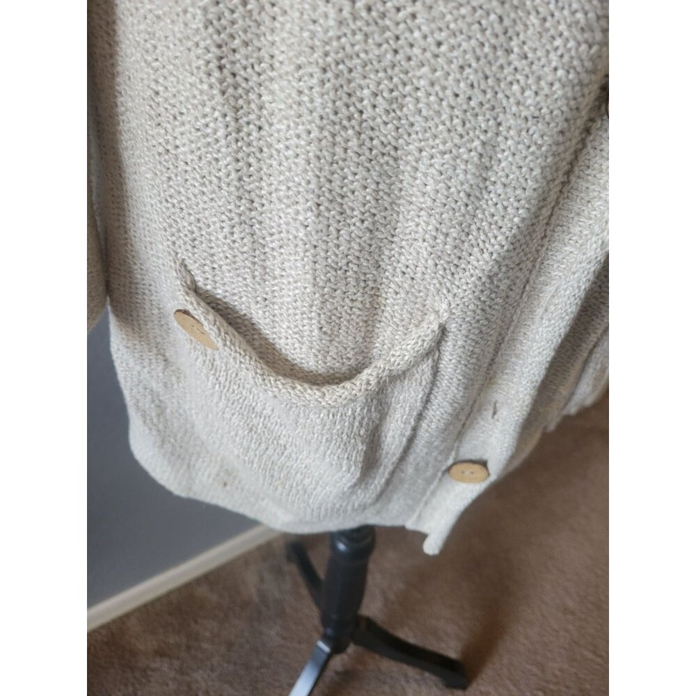Habitat Beige Linen Long Line Lone Sleeve Cardigan with Pockets Size S Lagenlook - Picture 4 of 12